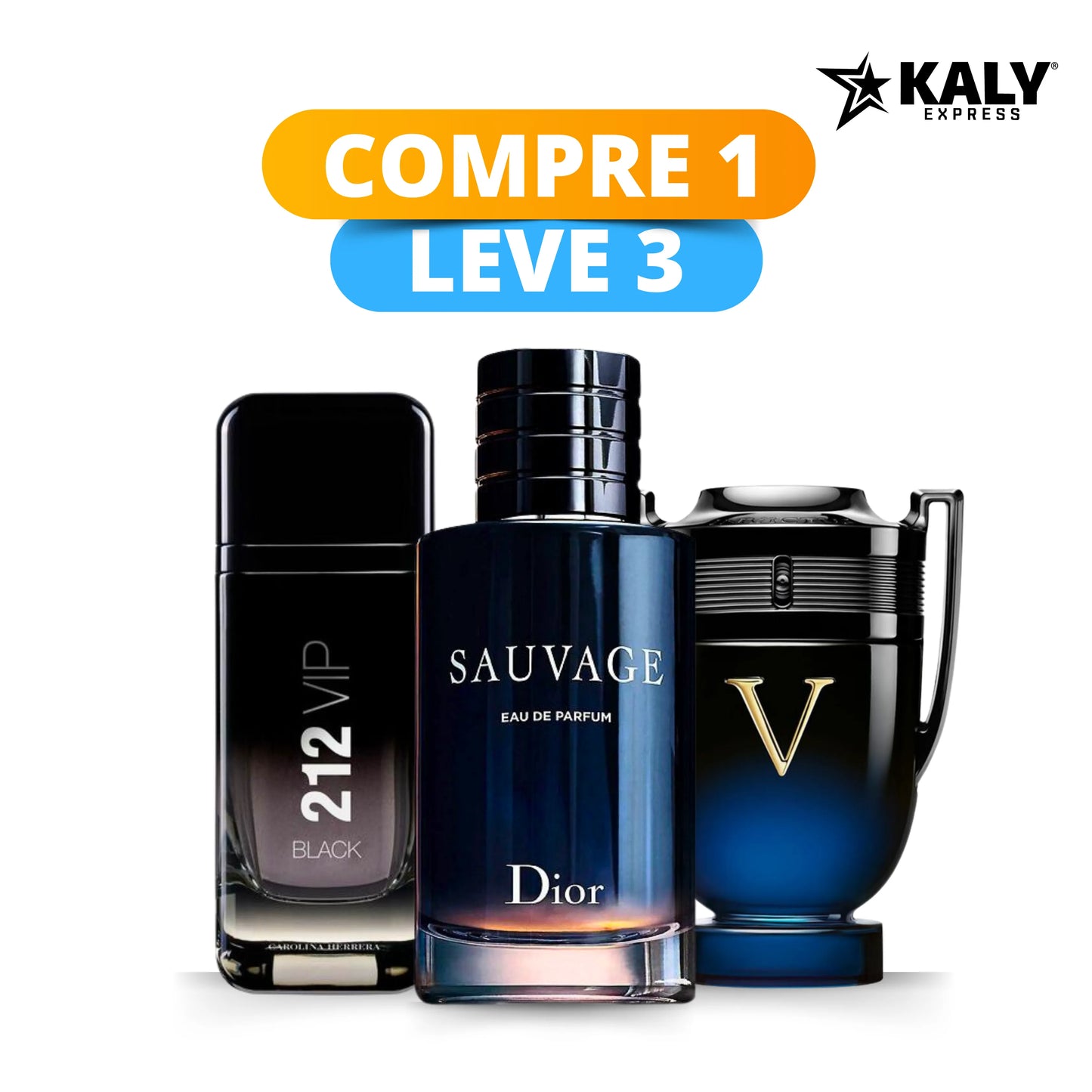 Kit de 3 perfumes Masculinos Importados (100 ml cada uno) - Sauvage Dior l Invictus Victory l 212 VIP Black [ PROMOCIÓN POR TIEMPO LIMITADO]