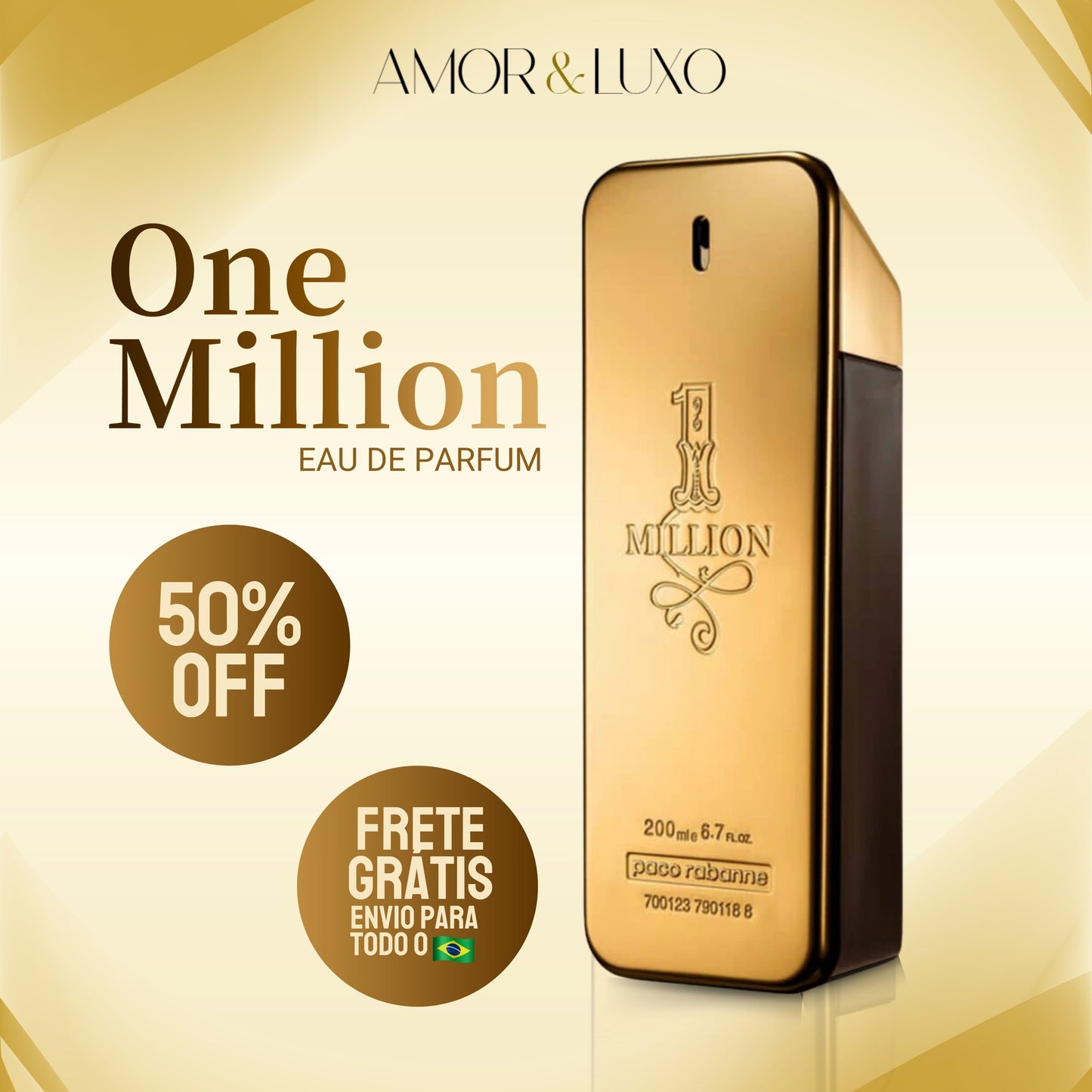 Perfume 1 Million Paco Rabanne - Perfume Masculino - Eau de Parfum - 100 ml