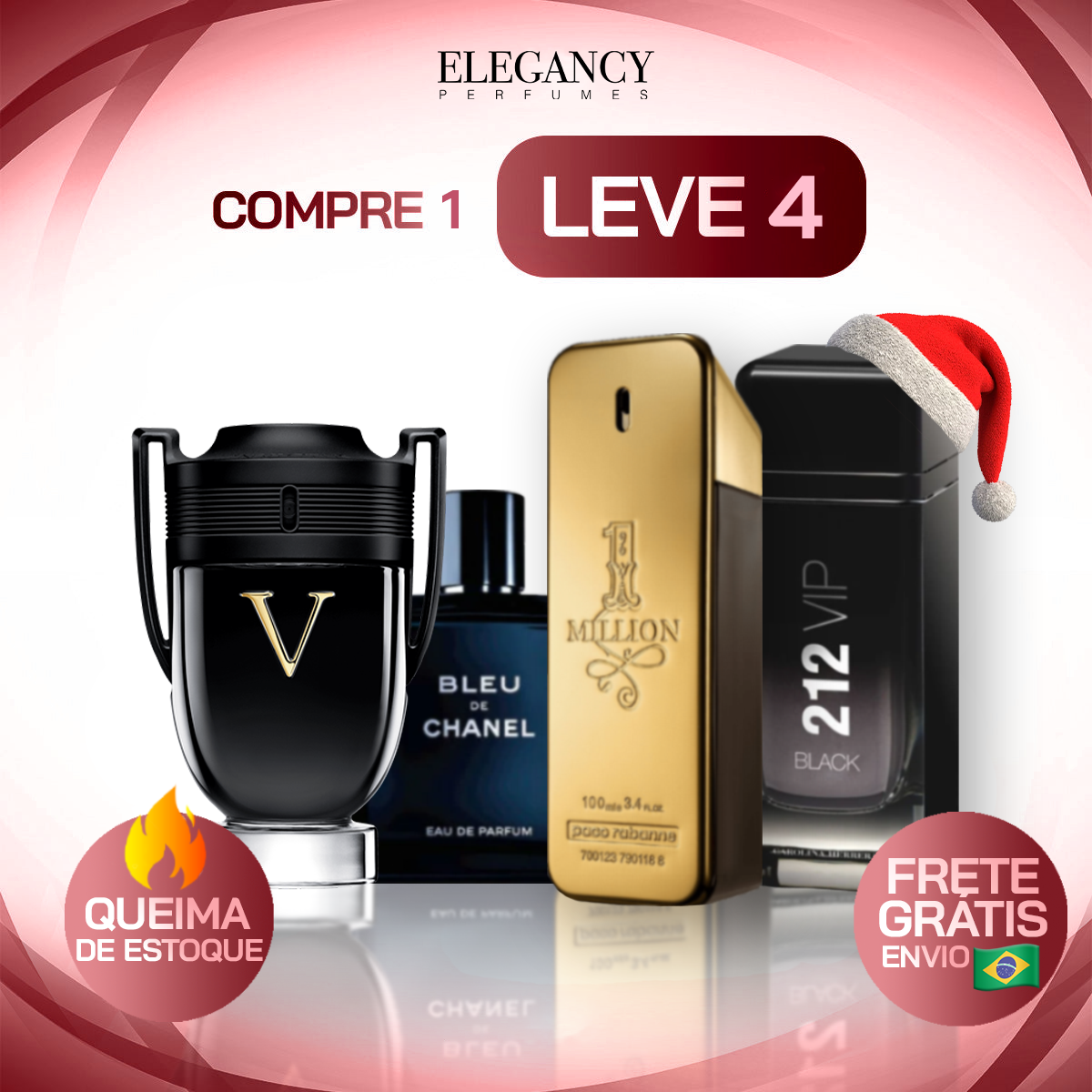 Kit de 4 perfumes Masculinos (100 ml) - 1 Million, 212 VIP, Invictus V, Bleu [LIQUIDACIÓN DE VERANO]