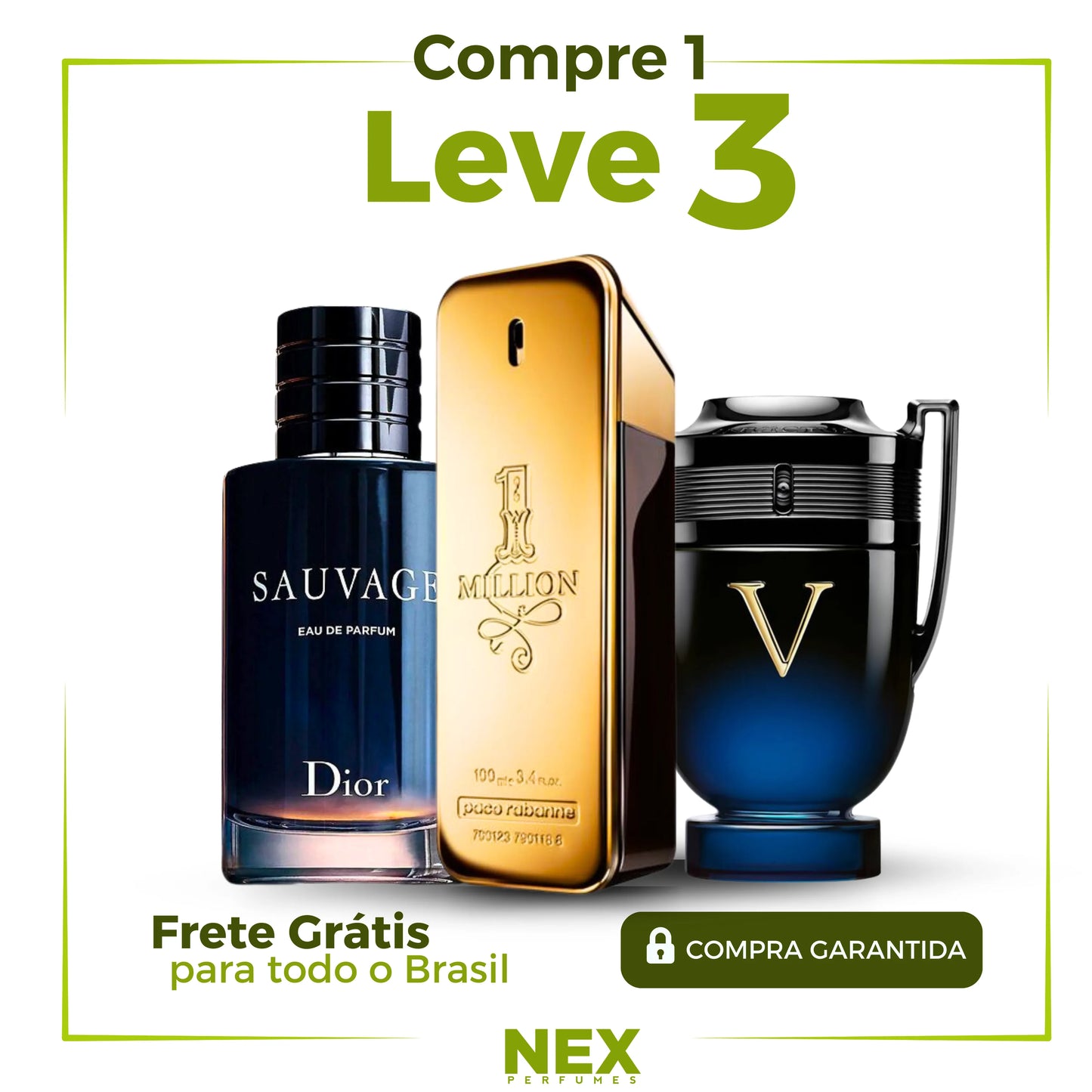 Kit de 3 perfumes Masculinos Importados (100 ml cada uno) One Million  l Invictus Men  l 212 VIP Black [ PROMOCIÓN POR TIEMPO LIMITADO]
