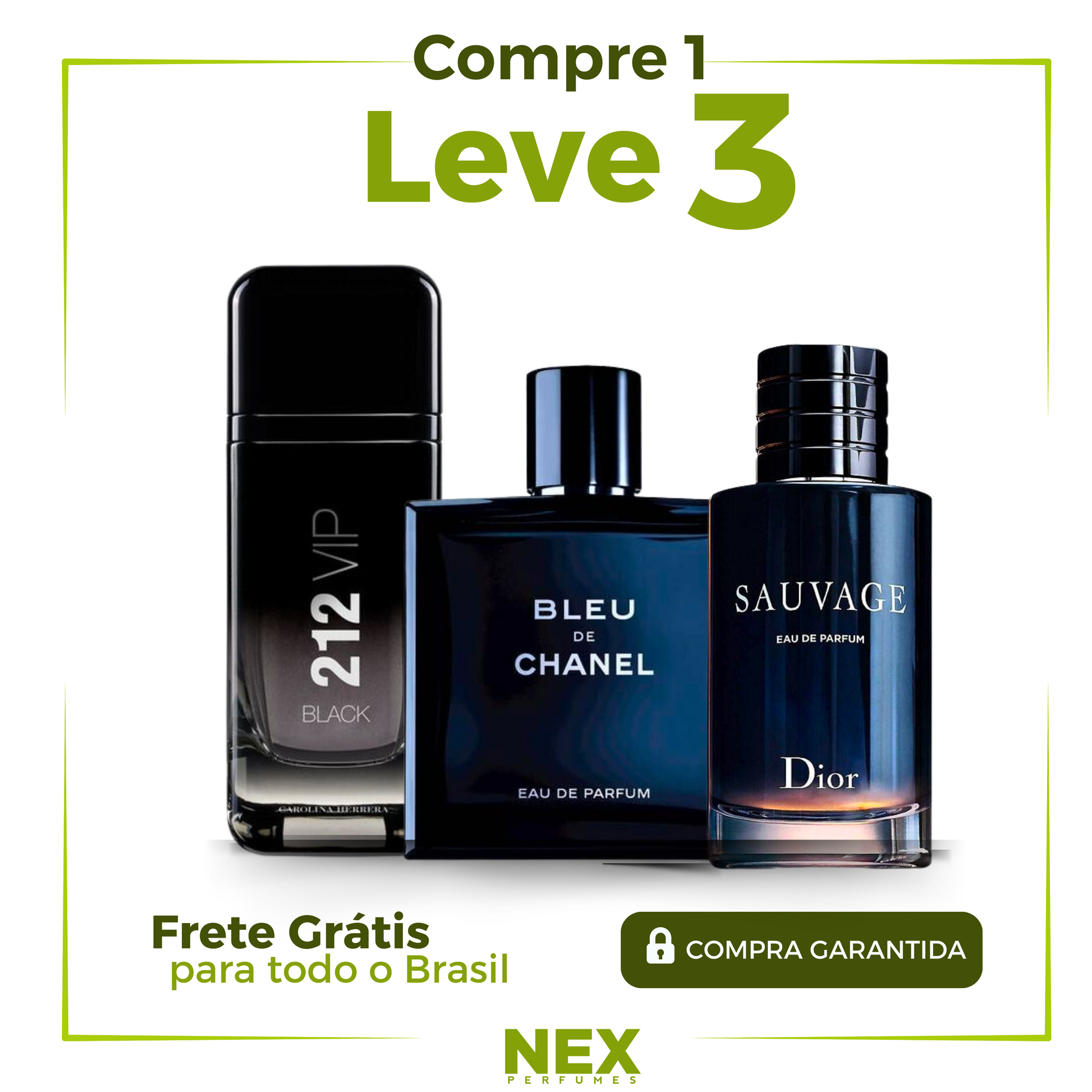 Liquidación de stock - 3 Perfumes Masculinos Importados (100 ml cada uno) - Sauvage Dior l Bleu de Chanel l 212 VIP Black )