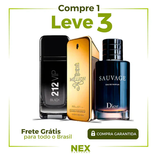 Kit de 3 perfumes Importados - Árabe Lattafa ASAD + 1 Million + Sauvage (100 ml) - [BLACK NOVEMBER]