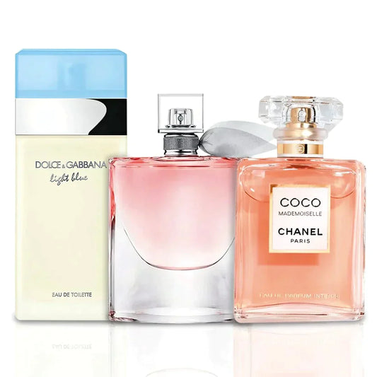 Combo de 3 perfumes Femeninos La Vie est Belle, Mademoiselle e Light Blue 100 ml