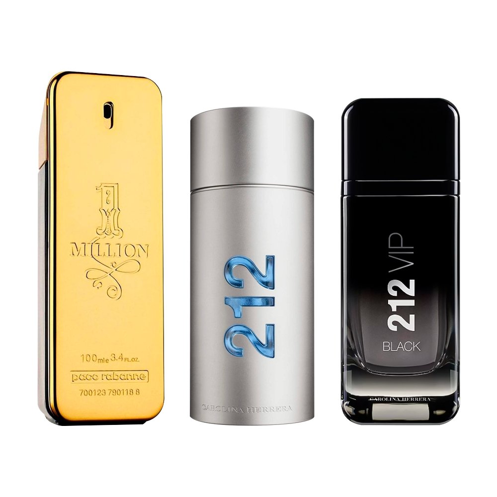 Combo de 3 perfumes Masculinos - 1 Million, 212 MEN e 212 Black