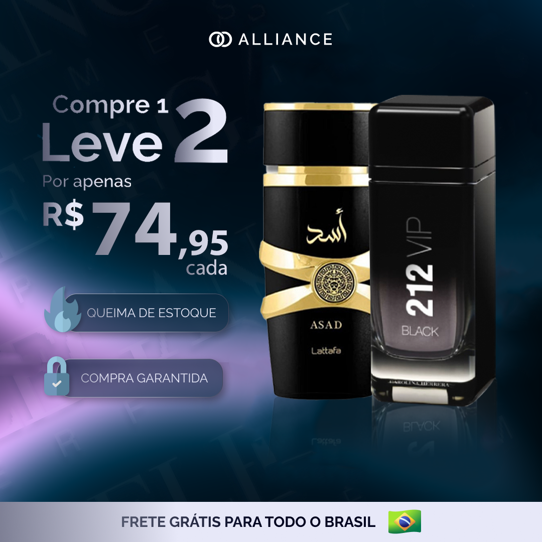 Kit de 2 perfumes Importados - Árabe Lattafa ASAD + 212 VIP BLACK (100 ml) - [BLACK NOVEMBER]